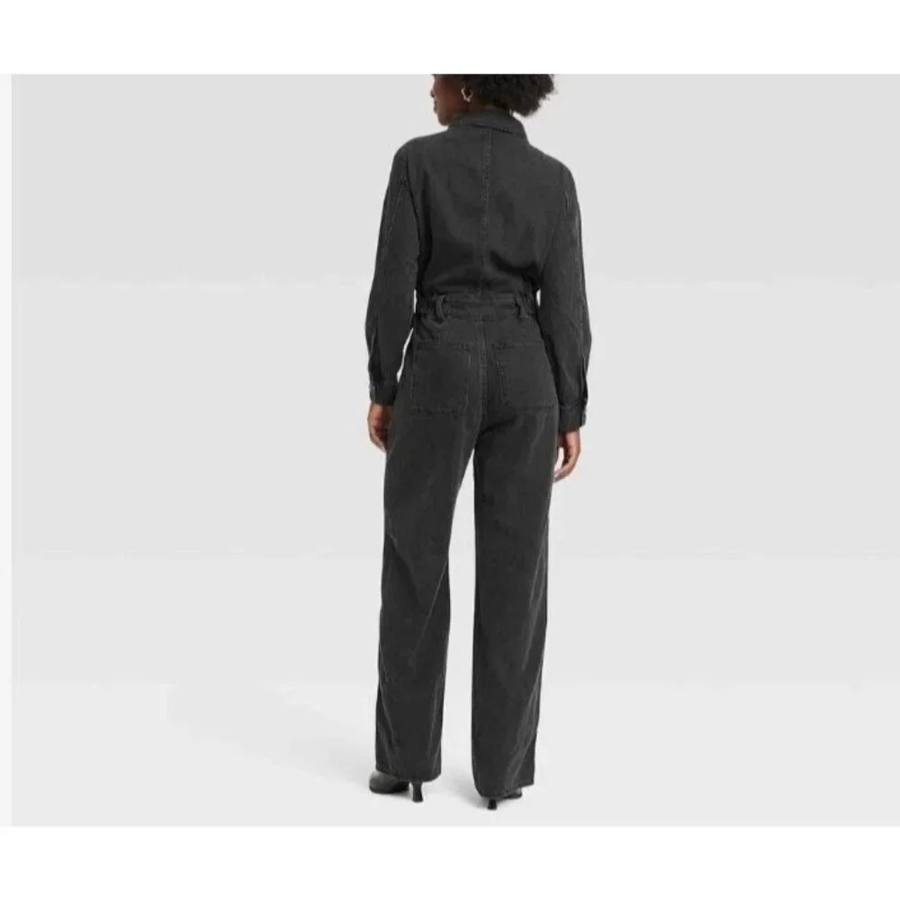 NEW Women's 6 Long Sleeve Utility Baggy Denim Jumpsuit - Universal Thread 1859 - Picture 2 of 9